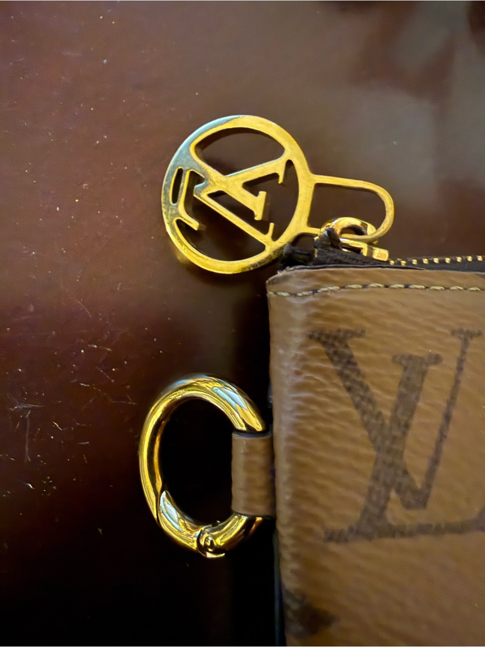 Louis Vuitton Brown Monogram Zipper Pouch with Gold Hardware - Picture 4 of 6